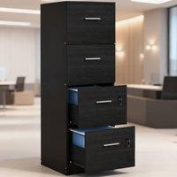 ERGOVEXA Four-Drawer Lockable Filing Cabinet, Black