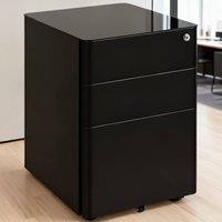 ERGOVEXA Lockable Cabinet, Steel Office Drawer Unit, Black