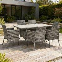 ERGOVEXA 7-Piece Rattan Garden Furniture Set with Cushions, Grey