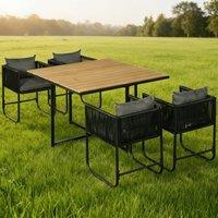 ERGOVEXA 4 Seater Rattan Cube Garden Furniture Set, Black