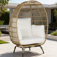 ERGOVEXA Rattan Egg Chair with Cushions & Pillows, Khaki