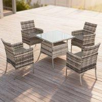 ERGOVEXA Five-Pieces Rattan Dining Set, Grey