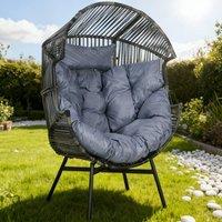 ERGOVEXA String Rattan Egg Chair, Padded Seat Cushion, Light Grey