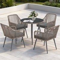 ERGOVEXA 4 Seater Rattan Dining Set, Light Brown
