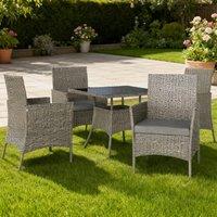 ERGOVEXA Five-Pieces Rattan Dining Set, Light Grey