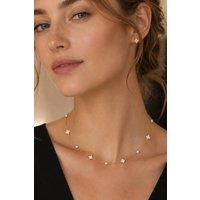 Lovii Women's 14K Gold Plated Elegant Clover & Pearl Necklace with Gift Box | Size: 45 cm