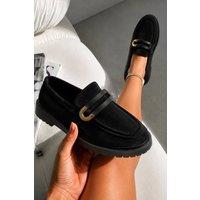 Love Lemonade Women's Comfort Darcy Buckle Everyday Chunky Loafers in Black | Size: 3