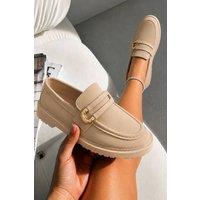 Love Lemonade Women's Comfort Darcy Buckle Everyday Chunky Loafers in Nude | Size: 4
