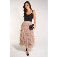 Sarta Women's Polka Dot Layered Tulle Maxi Skirt in Beige | Size: Medium