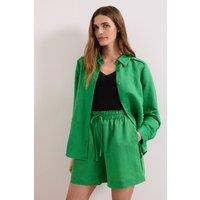 Phase Eight Women's Sloane Linen Shirt in Emerald | Size: 12