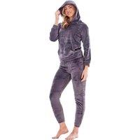 Keanu Women's Star Fleece Long Pyjama Set in Charcoal | Size: 12-14