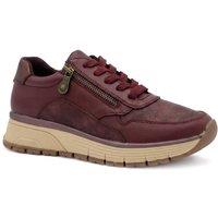 Pavers Women's Cushioned Zip & Lace Trainers in Burgundy | Size: 8