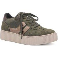 Bellissimo Women's Chunky Lace Wedge Trainers in Olive | Size: 6
