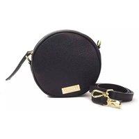 Pompei Donatella Women's Round Leather Crossbody Circle Bag Style in Black