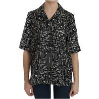 Dolce & Gabbana Women's Black Musical Instrument Print Silk Top | Size: 14