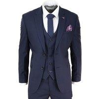 Infinity Leather Men's 3 Piece Tailored Fit Retro Classic Suit in Navy | Size: 34R