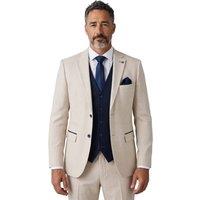 Infinity Leather Men's Check Blazer Waistcoat Wedding 3 Piece Suit - Regent in Cream | Size: 42R