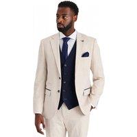 Infinity Leather Men's Check Blazer Waistcoat Wedding 3 Piece Suit - Regent in Cream | Size: 52R