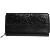 Dolce & Gabbana Men's Leather Logo Plaque Zip Around Continental Wallet in Black