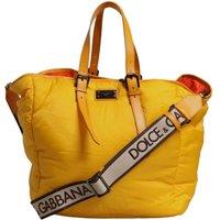 Dolce & Gabbana Men's Yellow Orange Nylon Logo Plaque Hand Shoulder Duffle Bag