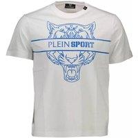 Plein Sport Men's Tiger Head T-Shirt Short Sleeve Crew Neck in White | Size: Small