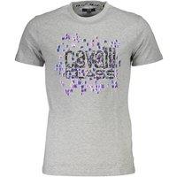 Cavalli Class Men's Pixelated Logo T-Shirt in Light Grey | Size: XL