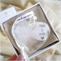 Amaya Rose Ltd In Memory of MUM & DAD Feather Heart Bauble Gift Boxed in Clear