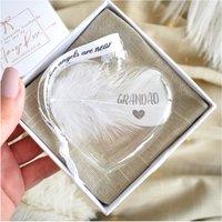 Amaya Rose Ltd In Memory of GRANDAD Feather Heart Bauble Gift Boxed in Clear