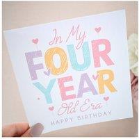 Amaya Rose Ltd In My 4 Year Old Era - Fourth 4th Birthday Card Cute Pastel Milestone in White | Size: 1 Pack