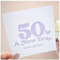 Amaya Rose Ltd 50th Birthday Card - Fiftieth Happy Birthday Era Fifties Elegant Lilac in White | Size: 1 Pack