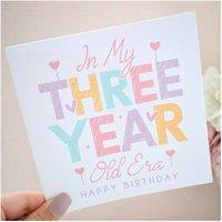 Amaya Rose Ltd In My 3 Year Old Era - Third 3rd Birthday Card Cute Pastel Milestone in White | Size: 1 Pack