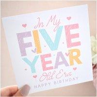 Amaya Rose Ltd In My 5 Year Old Era - Fifth 5th Birthday Card Cute Pastel Milestone in White | Size: 1 Pack