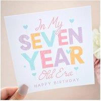 Amaya Rose Ltd In My 7 Year Old Era - Seventh 7th Birthday Card Cute Pastel Milestone in White | Size: 1 Pack