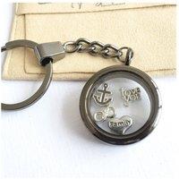 Amaya Rose Ltd Black Memory Keyring Hope Family Charm Floating Locket Keychain Dad