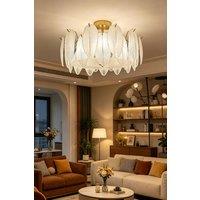 Living and Home E14 Glass Lampshade Ceiling Light Fixture in Gold | Size: Large