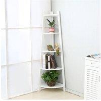 Living and Home 5 tier Abilene Triangular Corner Walnut Plant Stand in White