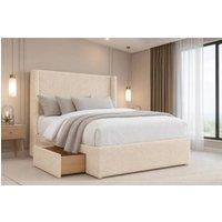 Nexus Mattresses Ltd Portofino Teddy Divan Set, 2 Drawers Foot-End 54 Winged Headboard in Cream | Size: Double