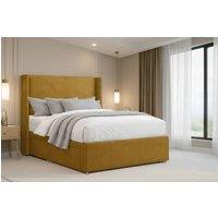 Nexus Mattresses Ltd Portofino Plush Sprung Divan Set, No Drawers 54 Winged Headboard in Mustard | Size: Small Double