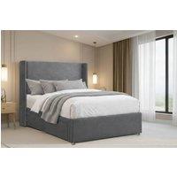 Nexus Mattresses Ltd Portofino Plush Sprung Divan Set, No Drawers 54 Winged Headboard in Dark Grey | Size: Small Double