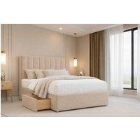 Nexus Mattresses Ltd Kyoto Plush Sprung Divan Set, 2 Drawers Same Side 54 Headboard in Stone | Size: Super King
