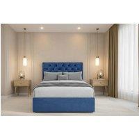 Chester & Oakley Luxora Plush Sprung Divan Set, No Drawers 54 Winged Headboard in Navy | Size: Small Double