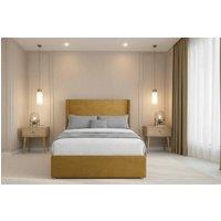 Chester & Oakley Velora Plush Sprung Divan Set, No Drawers 54 Winged Headboard in Mustard | Size: Single