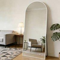 CASSILANDO Silver/White Arch Full Length Mirror 165 x 60 cm (65 x 24 in), Bedroom in White | Size: 165 cm x 60 cm x 1.4 cm