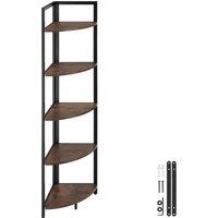 tectake Corner Shelf Castlebar - 5 Tier Shelving Unit in Brown