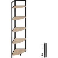 tectake Corner Shelf Castlebar - 5 Tier Shelving Unit in Light Brown