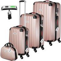 tectake Hard-Shell Suitcase Set Cleo in Rose Gold