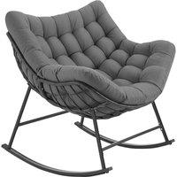 tectake Tami Rocking Chair, Upholstered, Quilted Pattern in Dark Grey