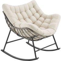 tectake Tami Rocking Chair, Upholstered, Quilted Pattern in Beige