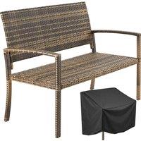 tectake Rattan Garden Bench Murat 2-seater, Weatherproof, 250 kg in Natural | Size: 2 Seater