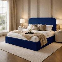 Desire Deco Plush Velvet Elysium Ottoman Storage Bed Frame in Blue | Size: Double